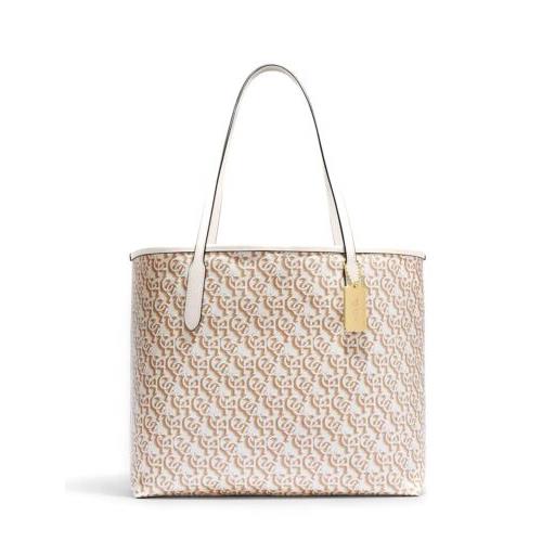 Coach Womens City Tote In Monogram Canvas Chalk