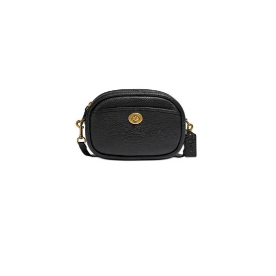 Coach Soft Pebble Leather Camera Bag with Leather Strap Black One Size For Women