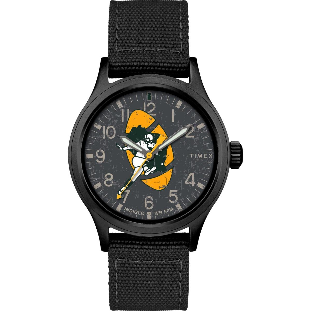 Timex Men`s Nfl Scout 40mm Watch Green Bay Packers with Black Fabric Strap