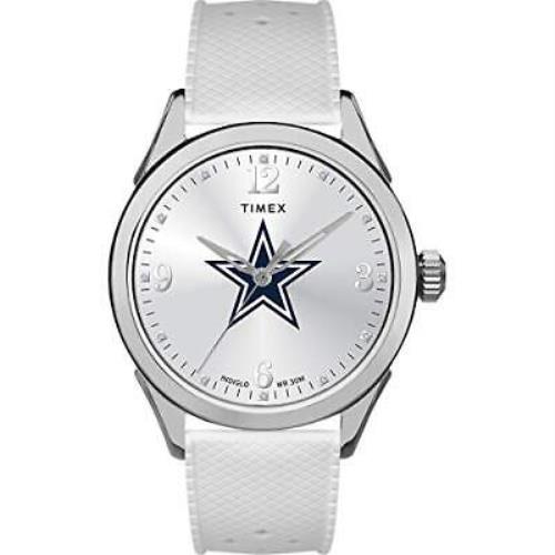 Timex Women`s Nfl Athena 40mm Watch Dallas Cowboys with White Silicone Strap