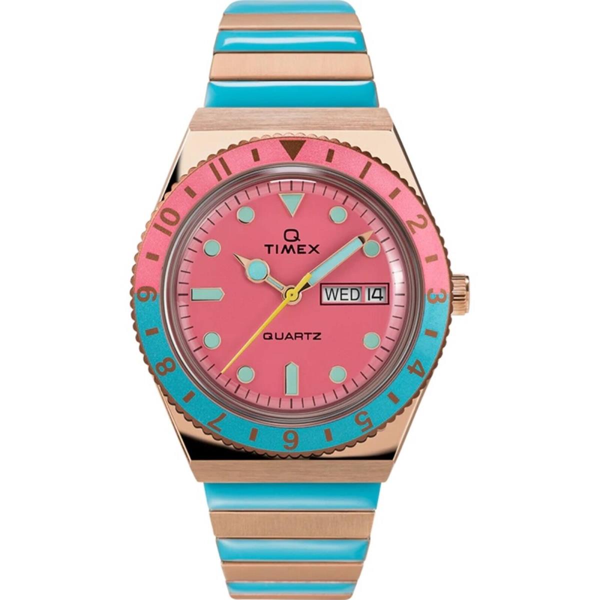 Timex Women`s Watch Q Timex Malibu Pink Dial Steel Expansion Band TW2U81500VQ