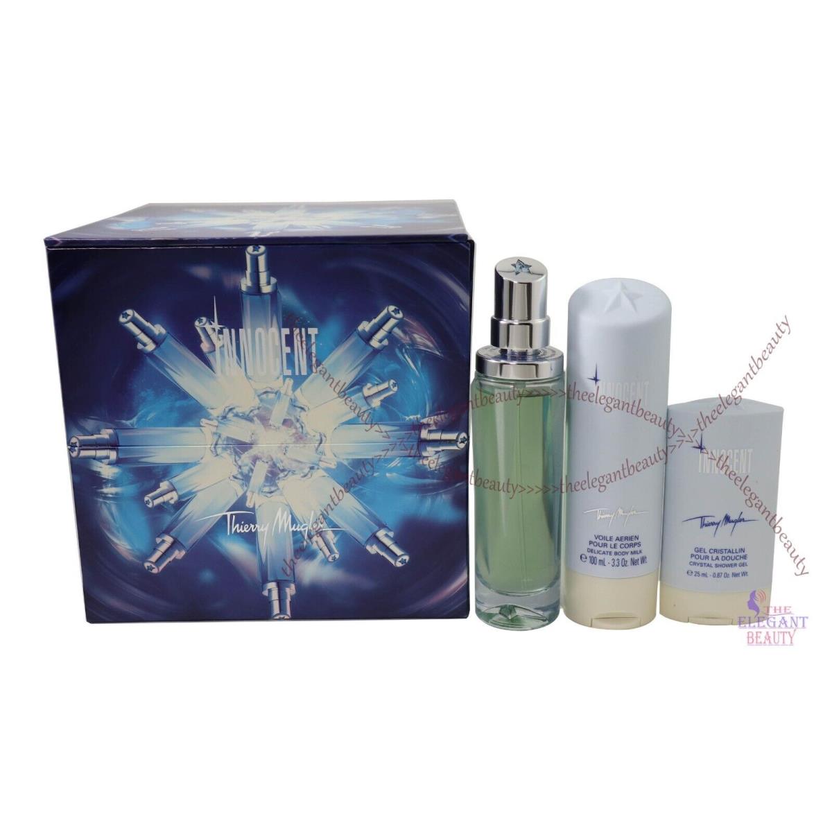 Mugler Angel Innocent 3 Pieces Set For Women with 1.7 Oz Edp Spray