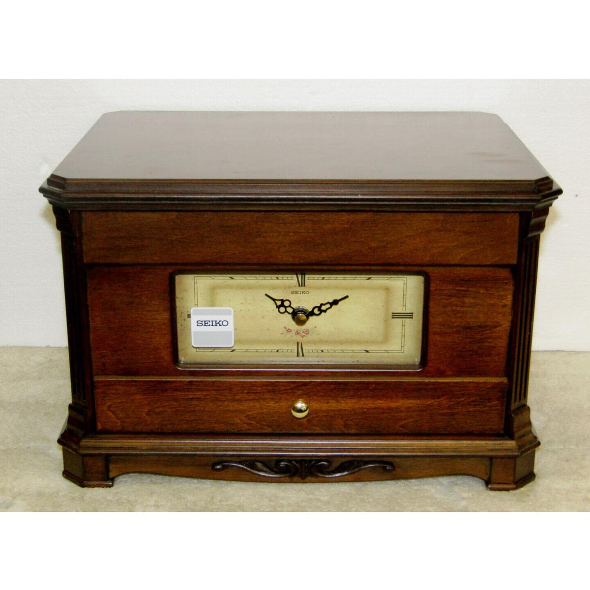 Seiko Rectagular Jewelry Box W/ Clock QXG142BLH