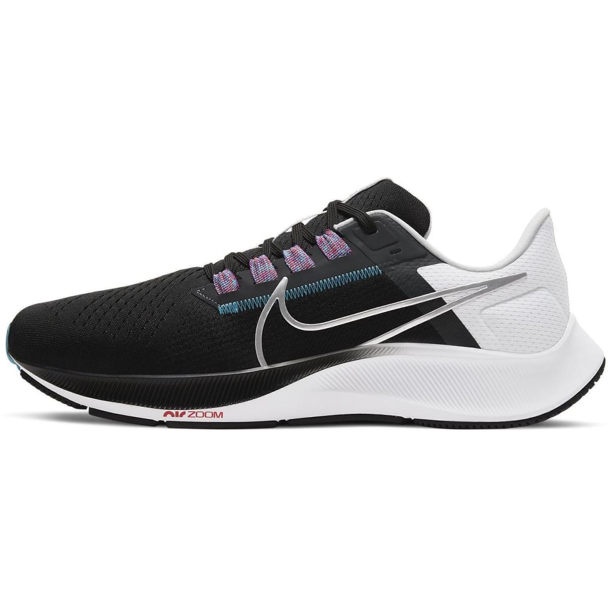 Nike Mens Air Zoom Pegasus 38 Running Shoes CW7356 003 - BLACK METALLIC SILVER WHITE