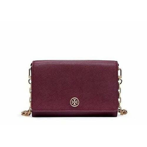 Tory Burch Robinson Wallet On a Chain Woc Leather Crossbody Multiple Colors Shiraz - wine red