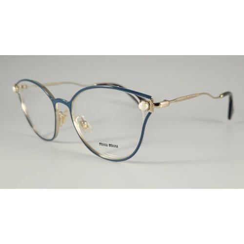 Miu Miu Eyeglasses Vmu 53Q Color WWK-101 Blue Gold Pearl Size 52 Cat Eye