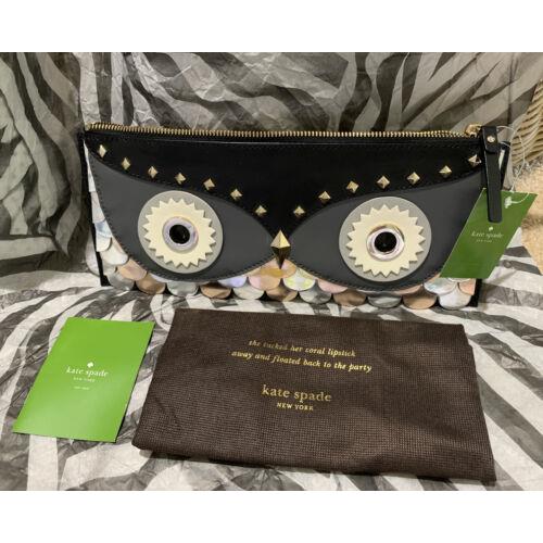 2014 Wise Owl Novelty Black/multi/studs Clutch Collection Kate Spade