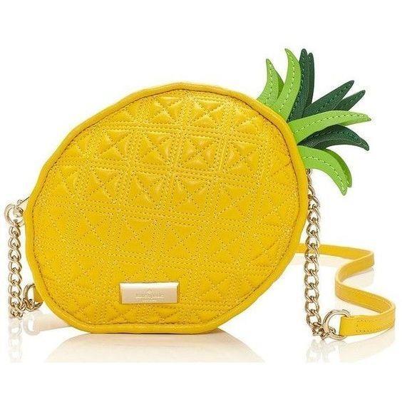 Kate Spade Rare Wing It Pineapple Leather Yellow Crossbody Purse Neon Fruit