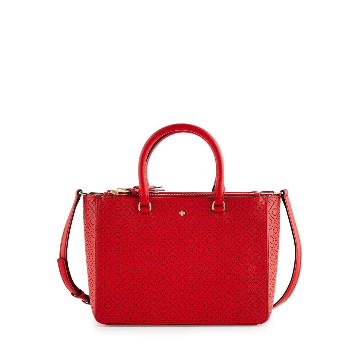 IN Plastic Tory Burch Robinson Perforated Red Small Multi Tote 550