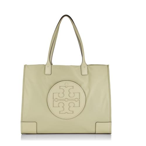 Tory Burch Hb Women Tote Bag Ella Nylon Leather Handle Olive Sprig OS - Exterior: Olive