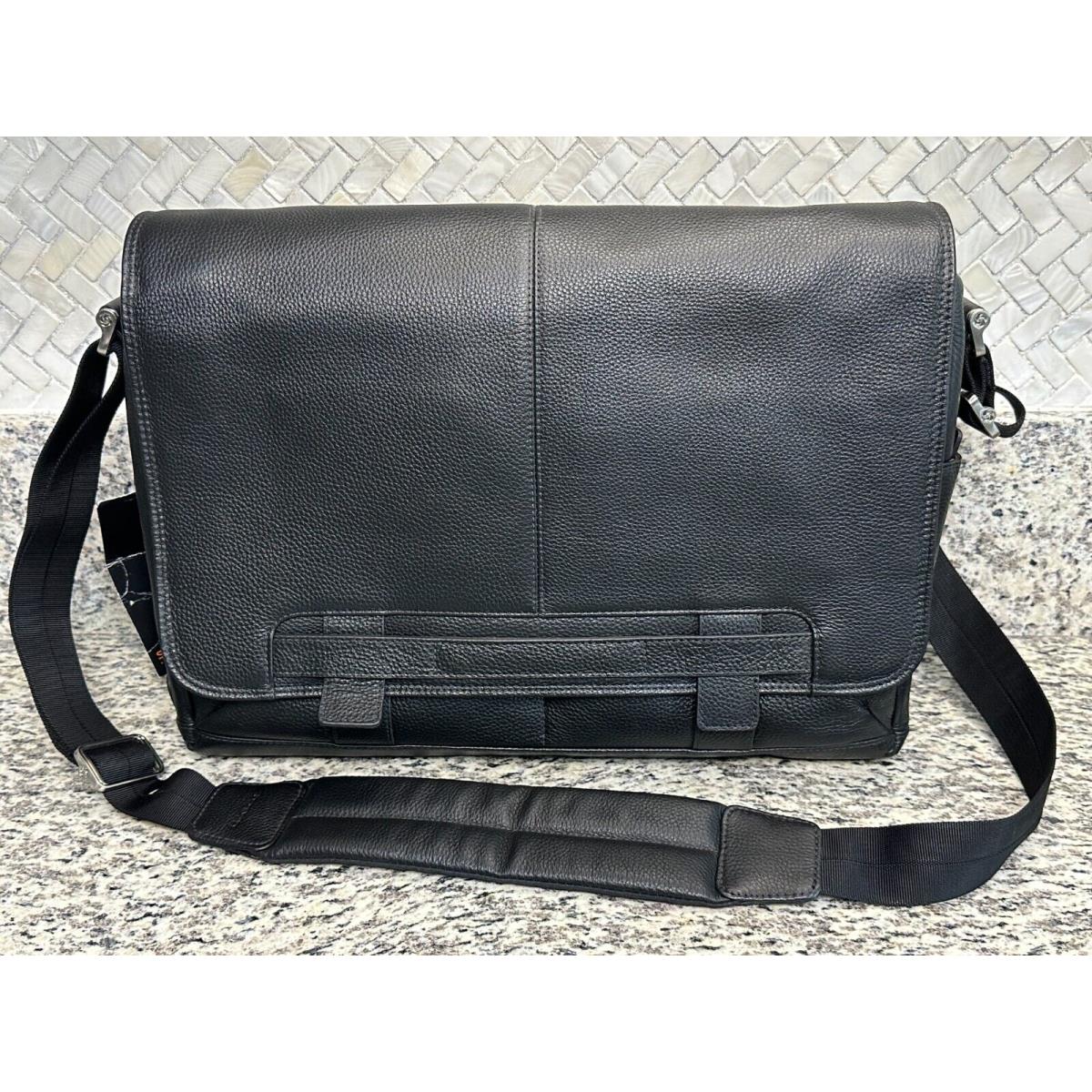 Samsonite Black Label Leather Messenger Bag Removable Laptop Pouch
