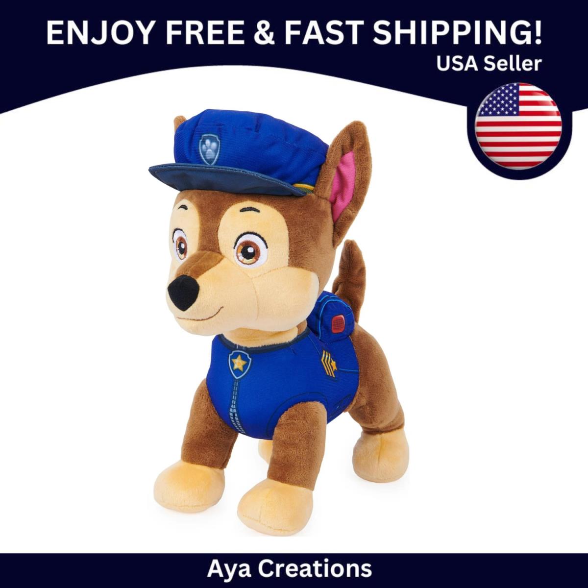 Paw , Talking Chase 12-inch-Tall Interactive Plush Toy Patrol Talking Chase 12-inch-Tall Interactive Plush Toy For Ages 3 up