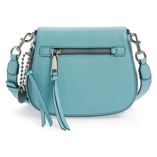 IN Plastic Marc Jacobs Recruit Saddle Bag Azure / Silver Leather Zip