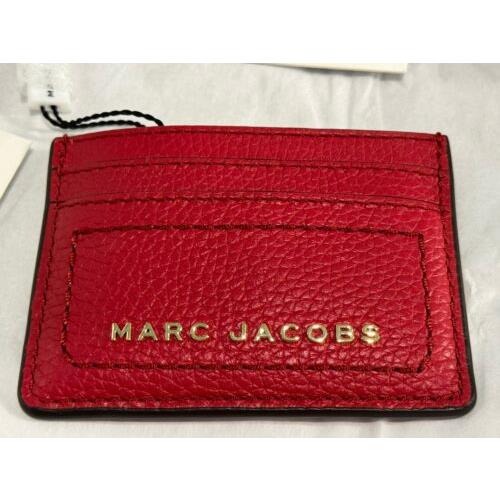 Marc Jacobs Leather Card Case Holder Wallet - Savvy Red - with Gift Bag