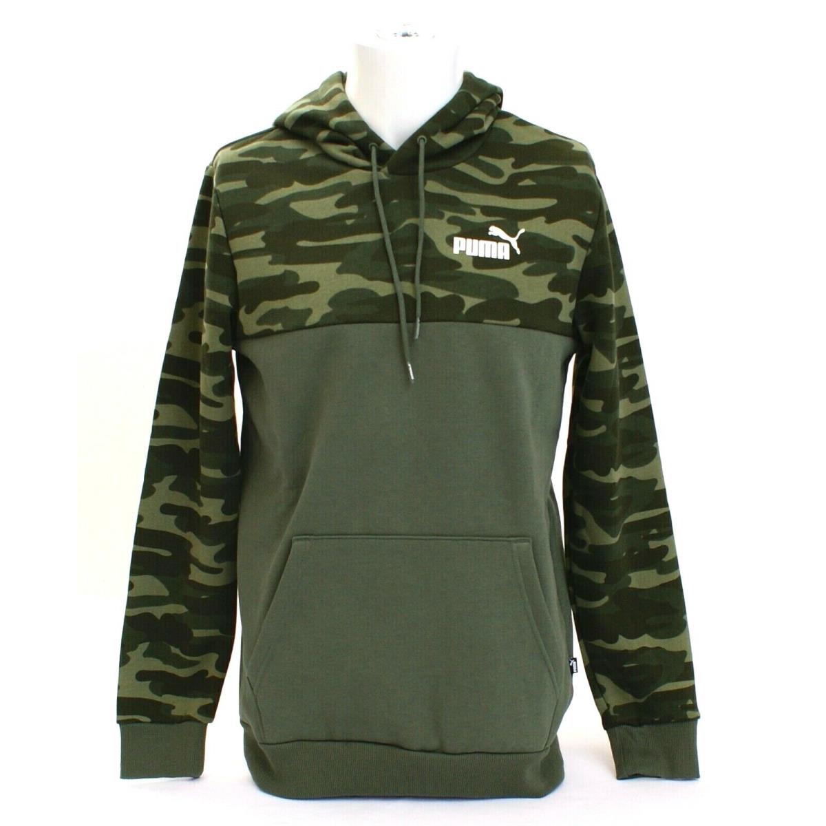 Puma Green Camouflage Camo Hooded Sweatshirt Pullover Hoodie Men`s