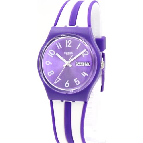 Swatch watch Originals - Dial: Sun-brushed purple, Band: White and purple, Bezel: Purple