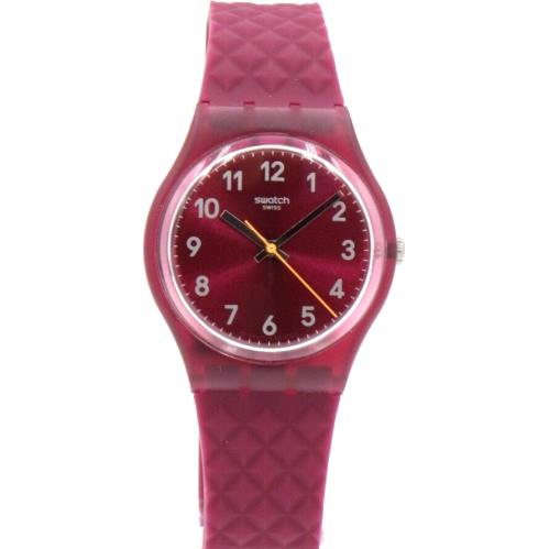 Swiss Swatch Essentials Rednel Burgundy Silicone Watch 34mm GR184
