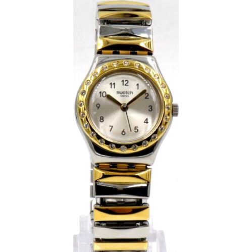 Swatch watch Irony - Dial: Silver, Band: Silver and gold tone, Bezel: Gold