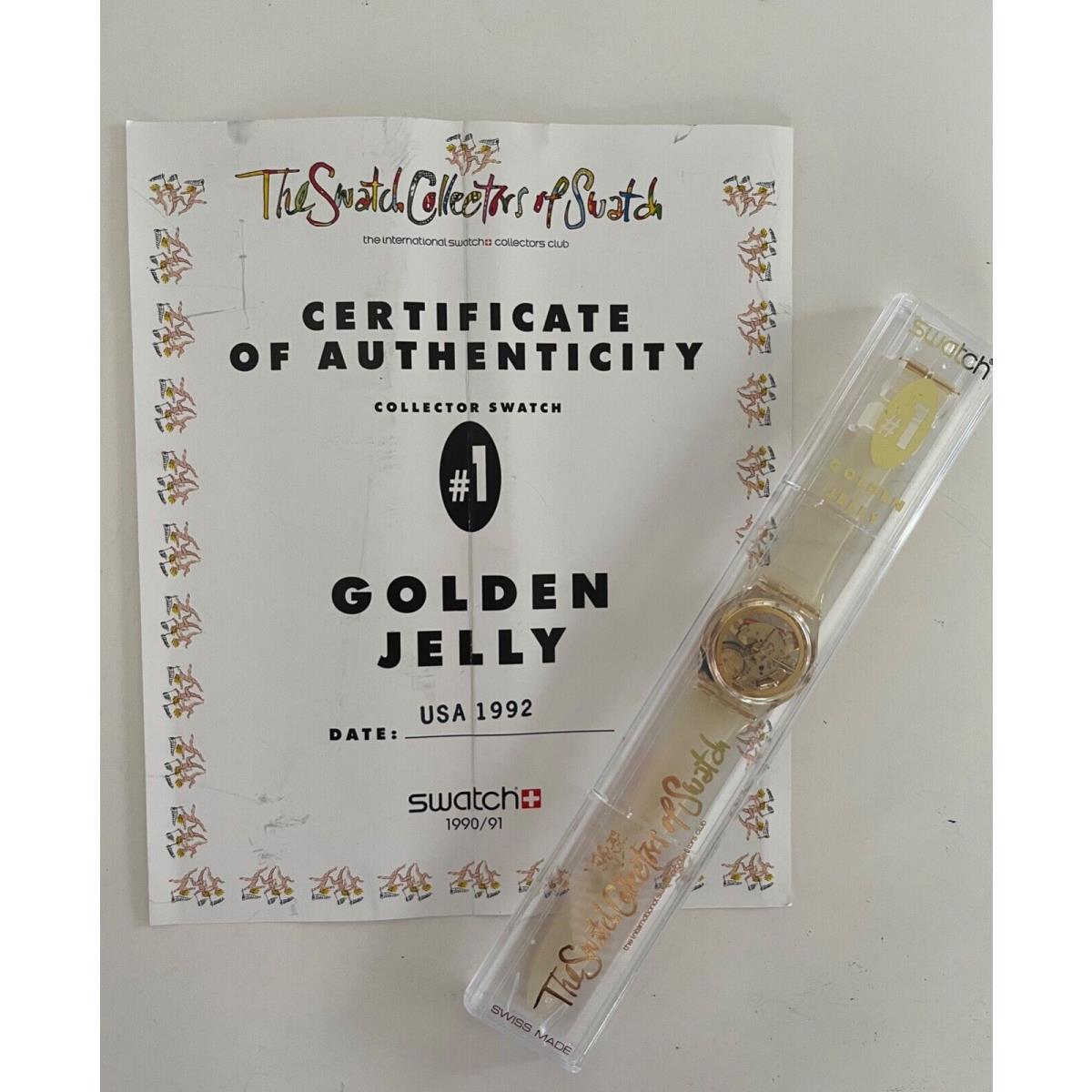 Vtg Swatch Watch Golden Jelly 1992 Collector 1 Excellent Never Worn