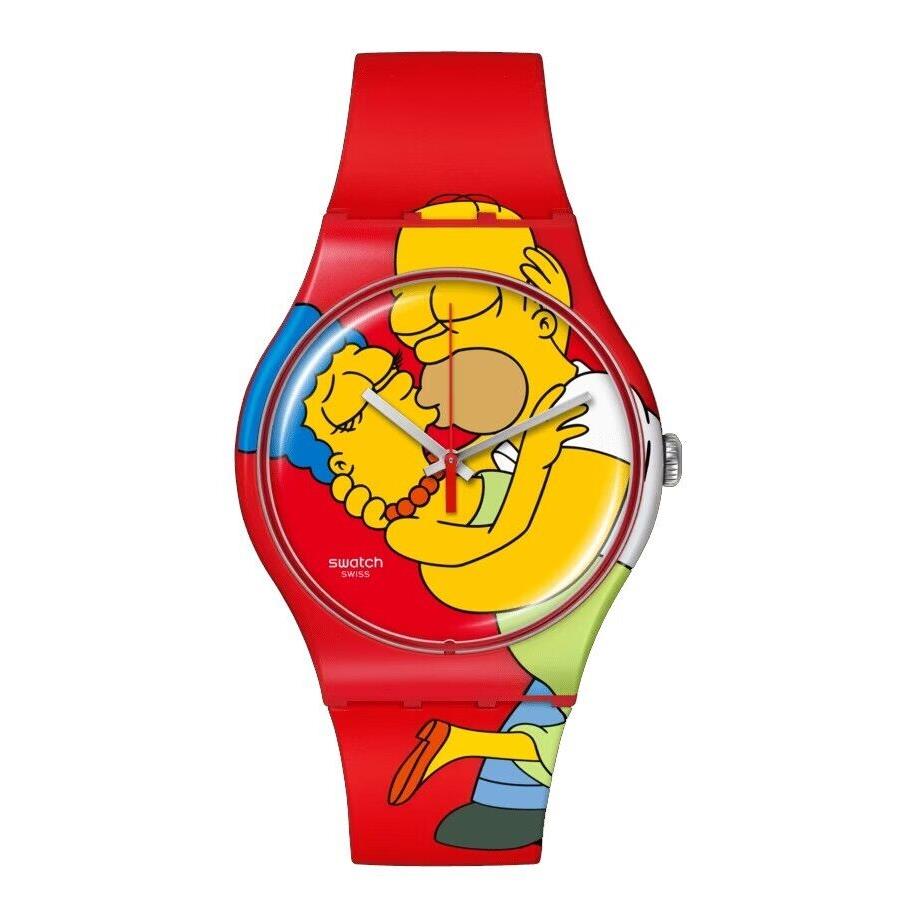 Swatch SO29Z120 Unisex The Simpsons Collection Sweet Embrace 3-Hand Analog Watch