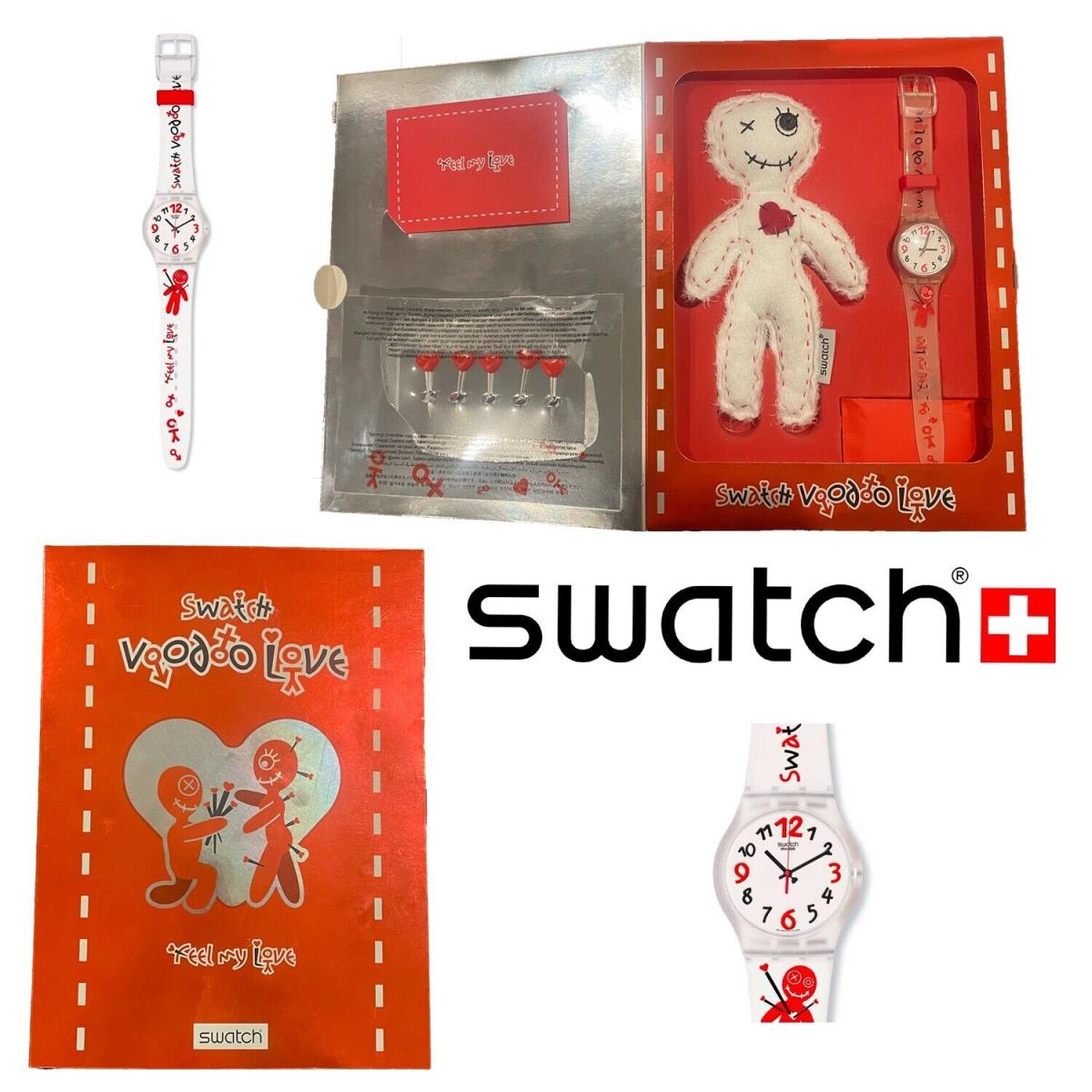 Mint `97 Swatch Valentines Day Special Feel MY Love Collector Watch SUJK121 - Dial: White, Band: White, Bezel: White