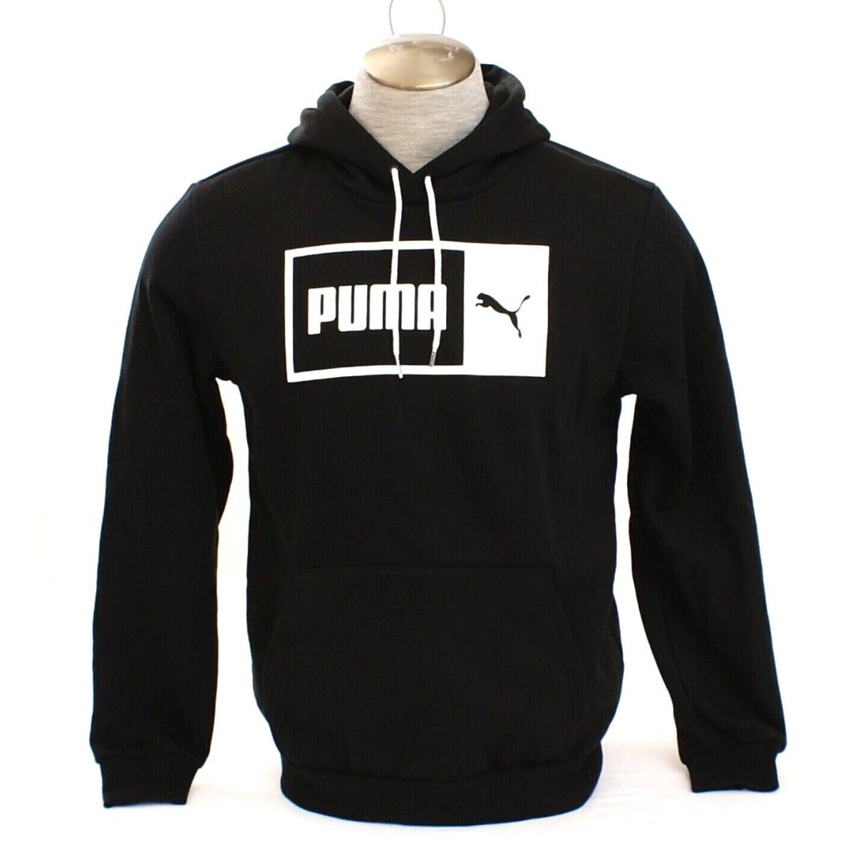 Puma Black Signature Logo Hooded Sweatshirt Hoodie Men`s M