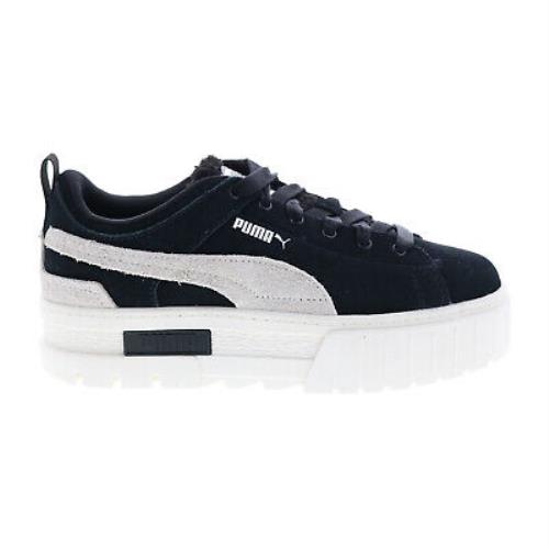 Puma Mayze Raw Teddy 38664101 Womens Black Suede Lifestyle Sneakers Shoes