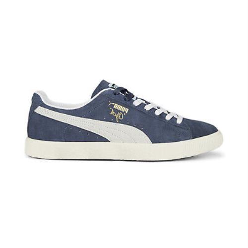 Puma Clyde OG 39196201 Mens Blue Suede Lace Up Lifestyle Sneakers Shoes - Blue