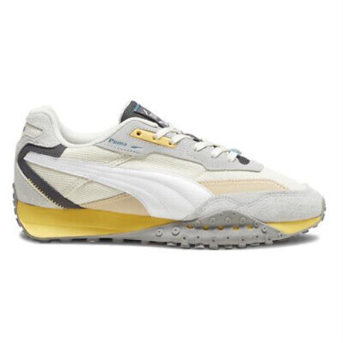 Puma Blktop Rider Prm Lace Up Mens Grey Off White Yellow Sneakers Casual Shoe - Grey, Off White, Yellow