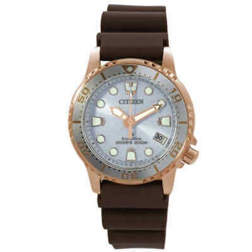 Citizen Promaster Marine Ladies Watch EO2022-02A - Dial: Silver-Blue, Band: Brown