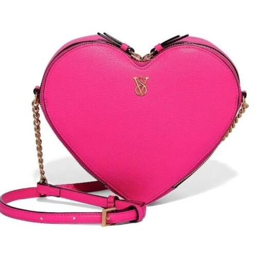 Victoria`s Secret Heart Shape Crossbody Bag. Hot Pink. 2 Part Zipper
