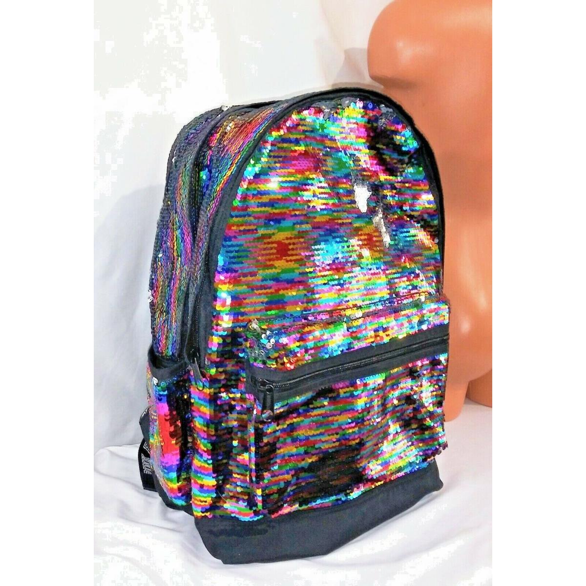 Victorias Secret Pink Sequins Bling Rainbow Full Size Campus Backpack