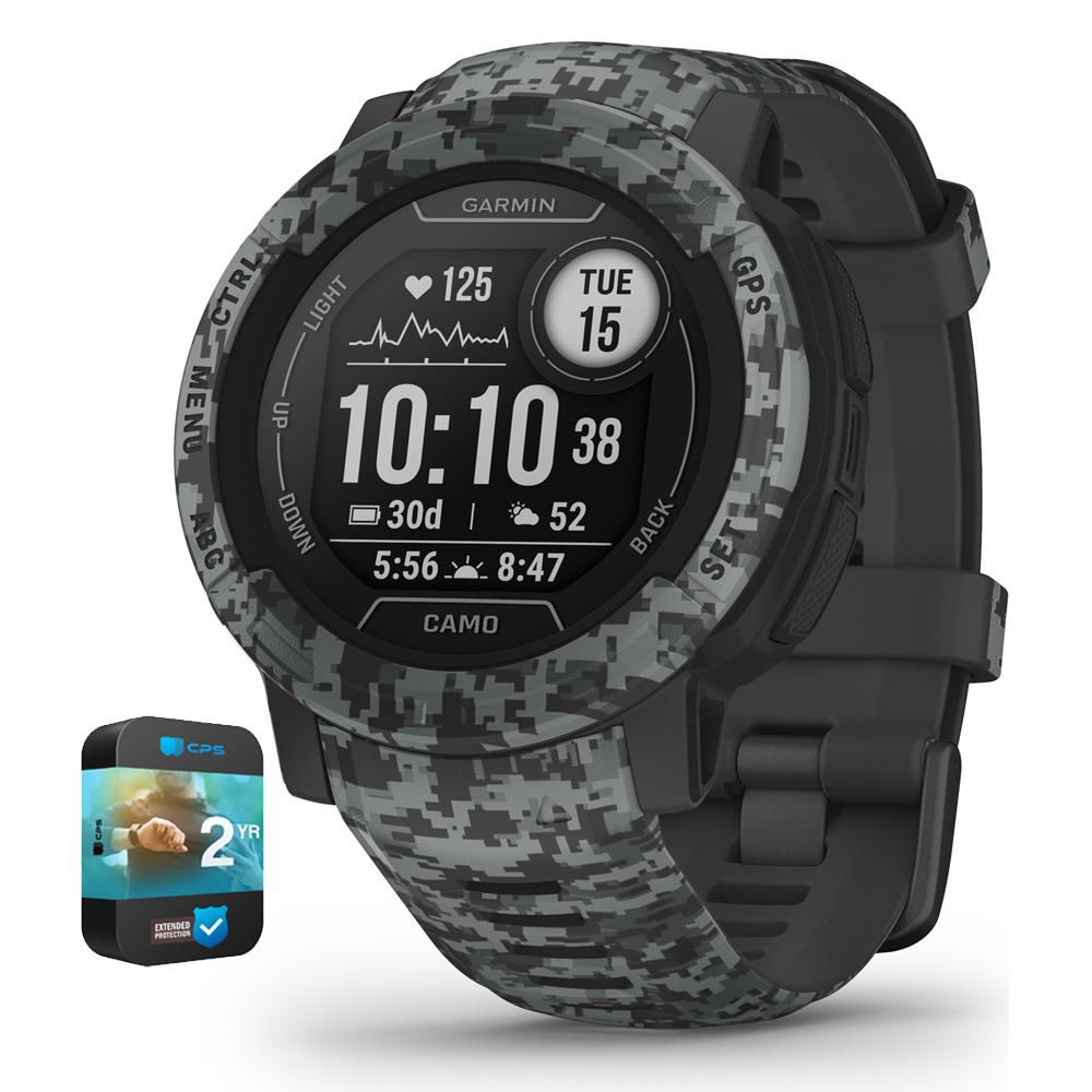 Garmin Instinct 2 Gps Smartwatch/fitness Tracker + 2-Year Warranty Graphite Camo (010-02626-13)
