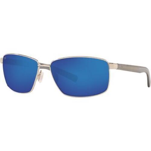 Costa Ponce 580P Polarized Sunglasses Shiny Silver Frame/blue Mirror One Size
