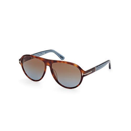 Tom Ford FT1080 53F Plastic Blonde Havana Gradient Brown 59 mm Men`s Sunglasses