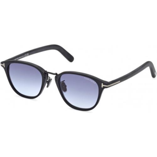 Tom Ford FT 1049-D 02W Sunglasses Matte Black / Blue Gradient Round Square