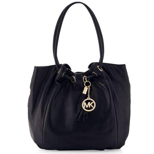 Michael Kors Ring Tote LG Ring Tote Leather NS Luxury Handbag Black