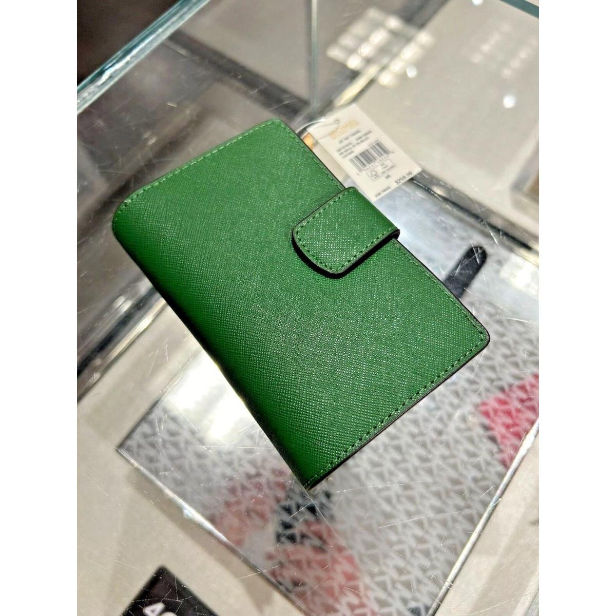 Michael Kors Women Medium Leather Bifold Zip Coin Credit Card Holder id Wallet FERN GREEN