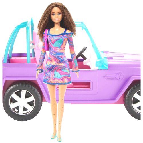 Barbie Off Road Vehicle Purple Long Brown Hair Fashionista Rolling Wheels 2