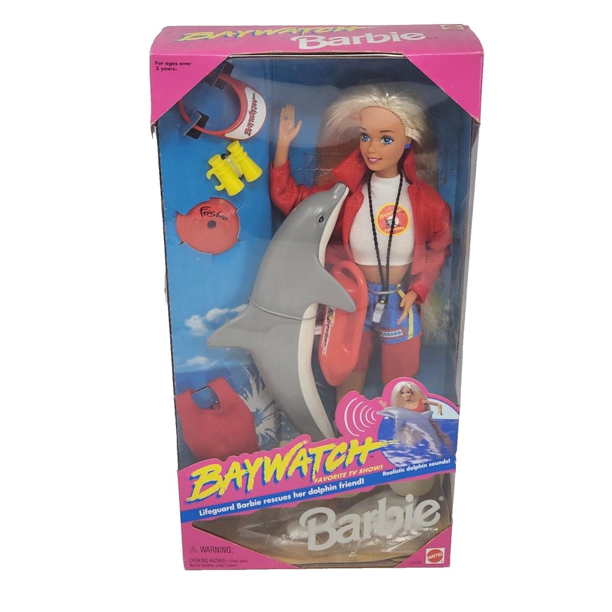 Vintage 1994 Baywatch Lifeguard Barbie W Dolphin 13199 IN Box Mattel