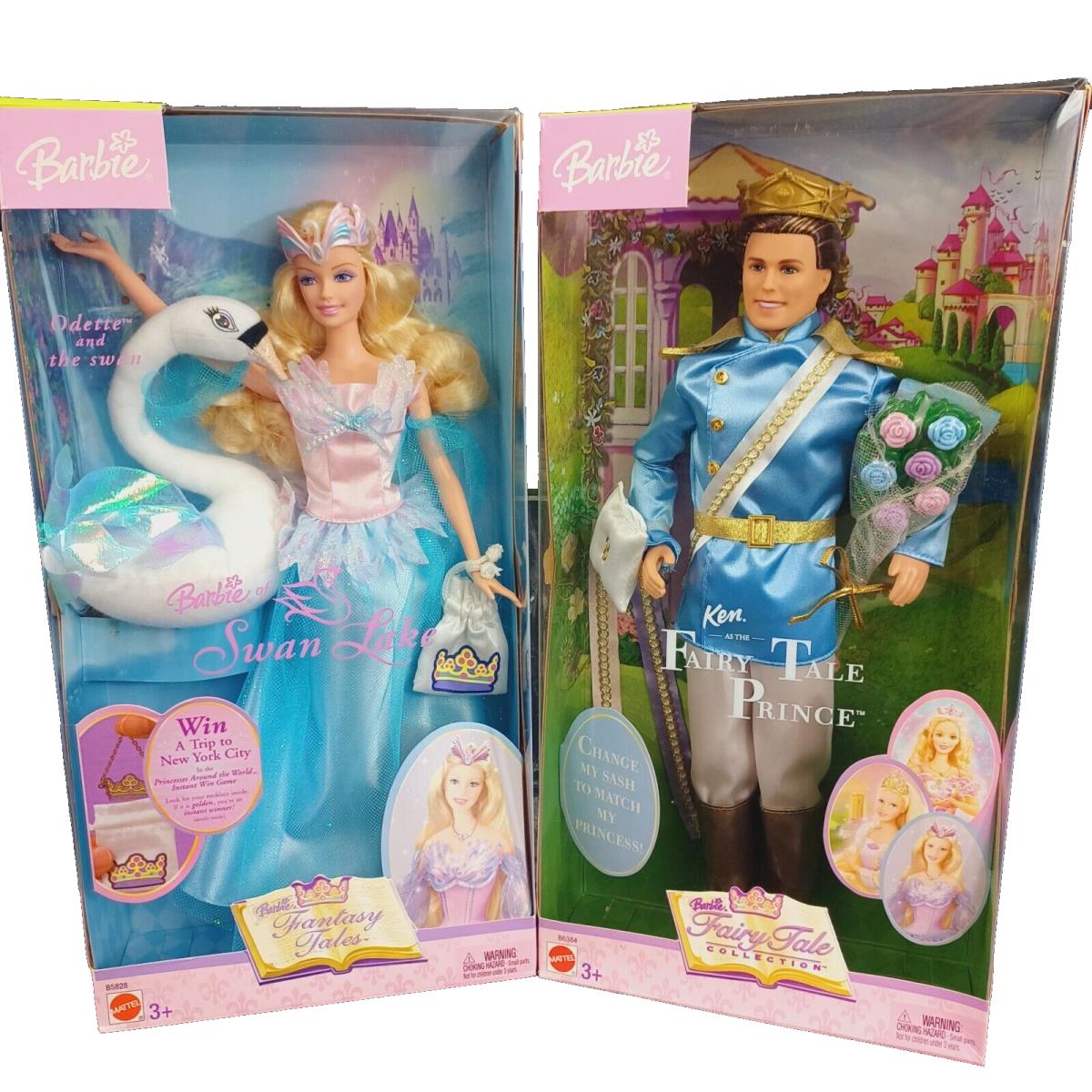 Barbie 2003 Swan Lake Ken Fairy Tale Prince Fantasy Tales Mattel Pair Mib Nbfb