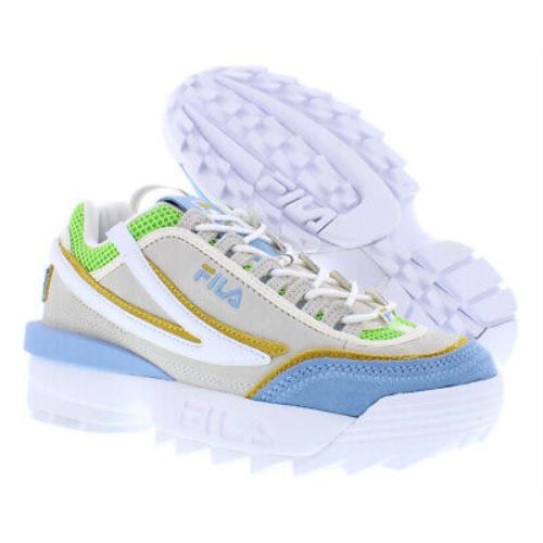 Fila Disruptor II Exp Womens Shoes - White/Dusk Blue/Jasmine Green, Main: Multi-Colored