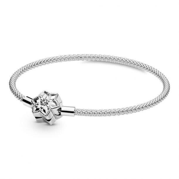 Pandora Snowflake Mesh Charm Bracelet Size 19
