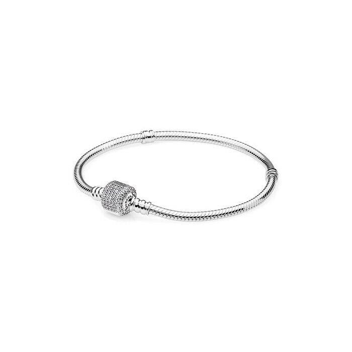 Pandora Sparkling Barrel Clasp Charm Bracelet Size 20