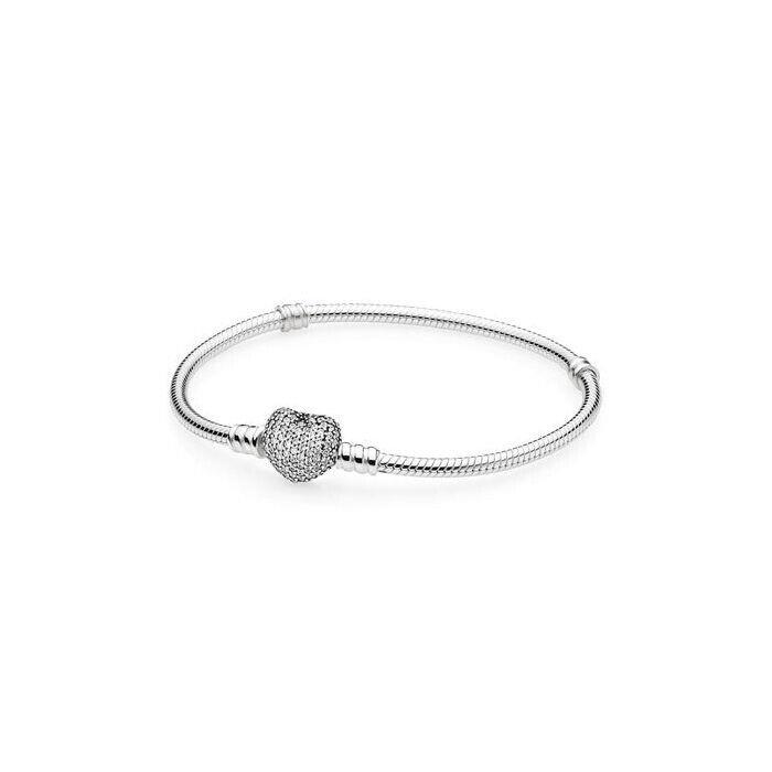 Pandora Sparkling Heart Charm Bracelet Size 23