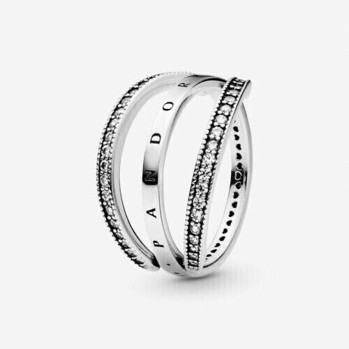 Pandora Logo Hearts Reversible Ring Size 4.5 48
