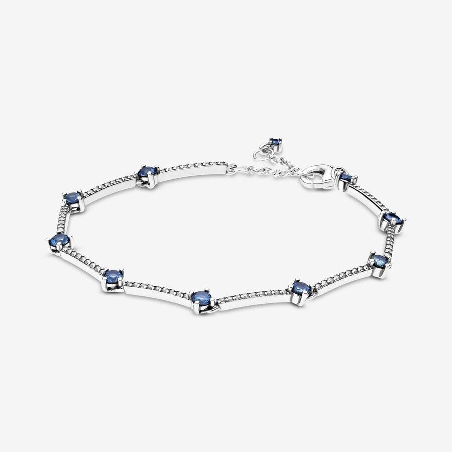 Pandora Blue Sparkling Pave Bars Bracelet Size 18