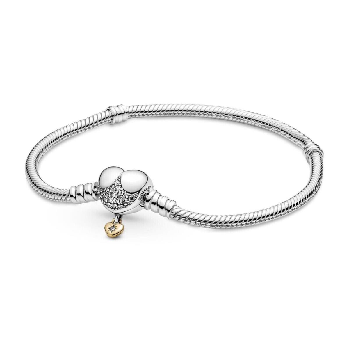 Pandora Disney Moments Heart Clasp Charm Bracelet Size 20