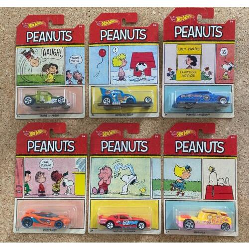 Hot Wheels Peanuts Complete Set of 6 Snoopy Super 25B