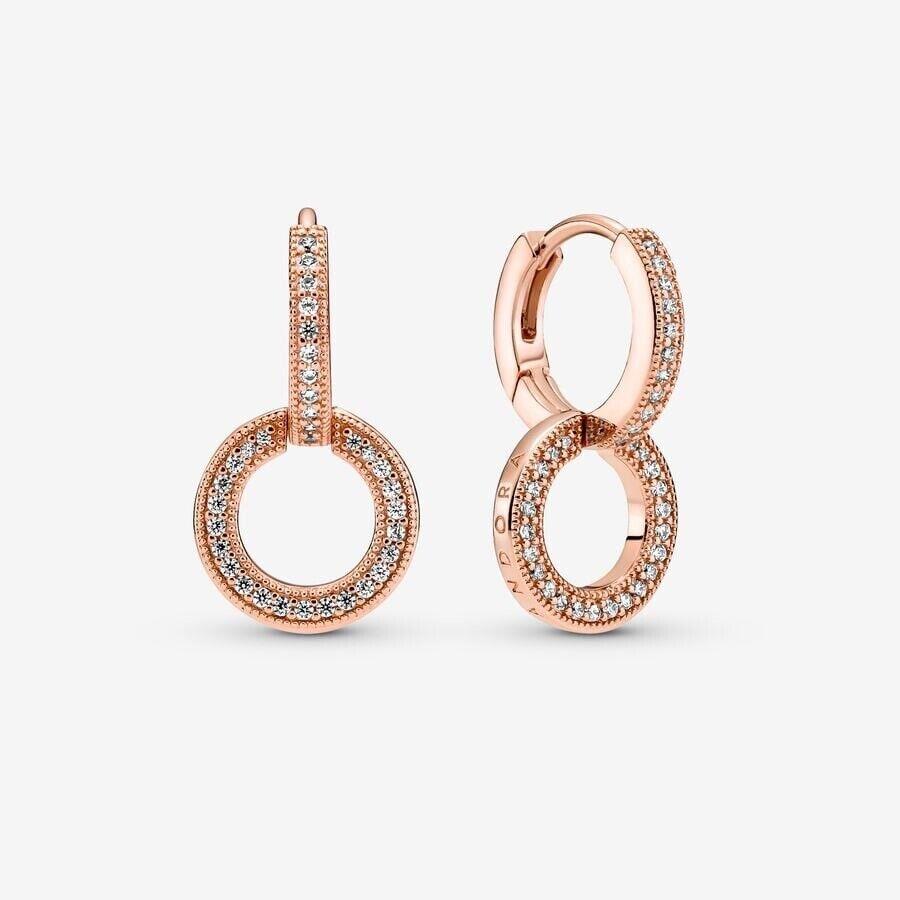 Pandora Rose Sparkling Double Hoop Earrings